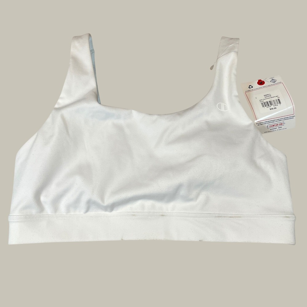 Champion Soft Touch Eco Sports Bra White Small B2305 NWT AH6597